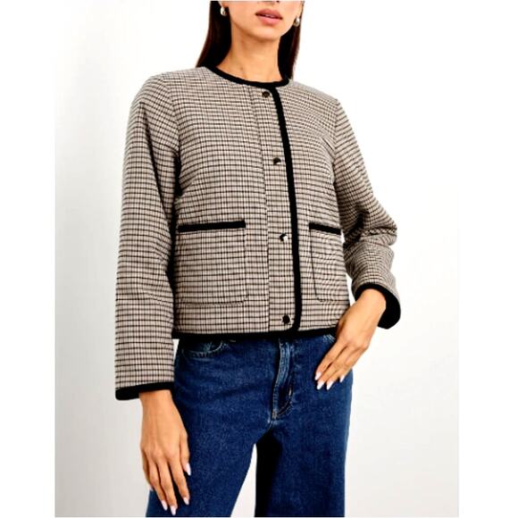 Rails Women's Ice Taupe Mini Check Nota jacket Size M - Picture 1 of 11